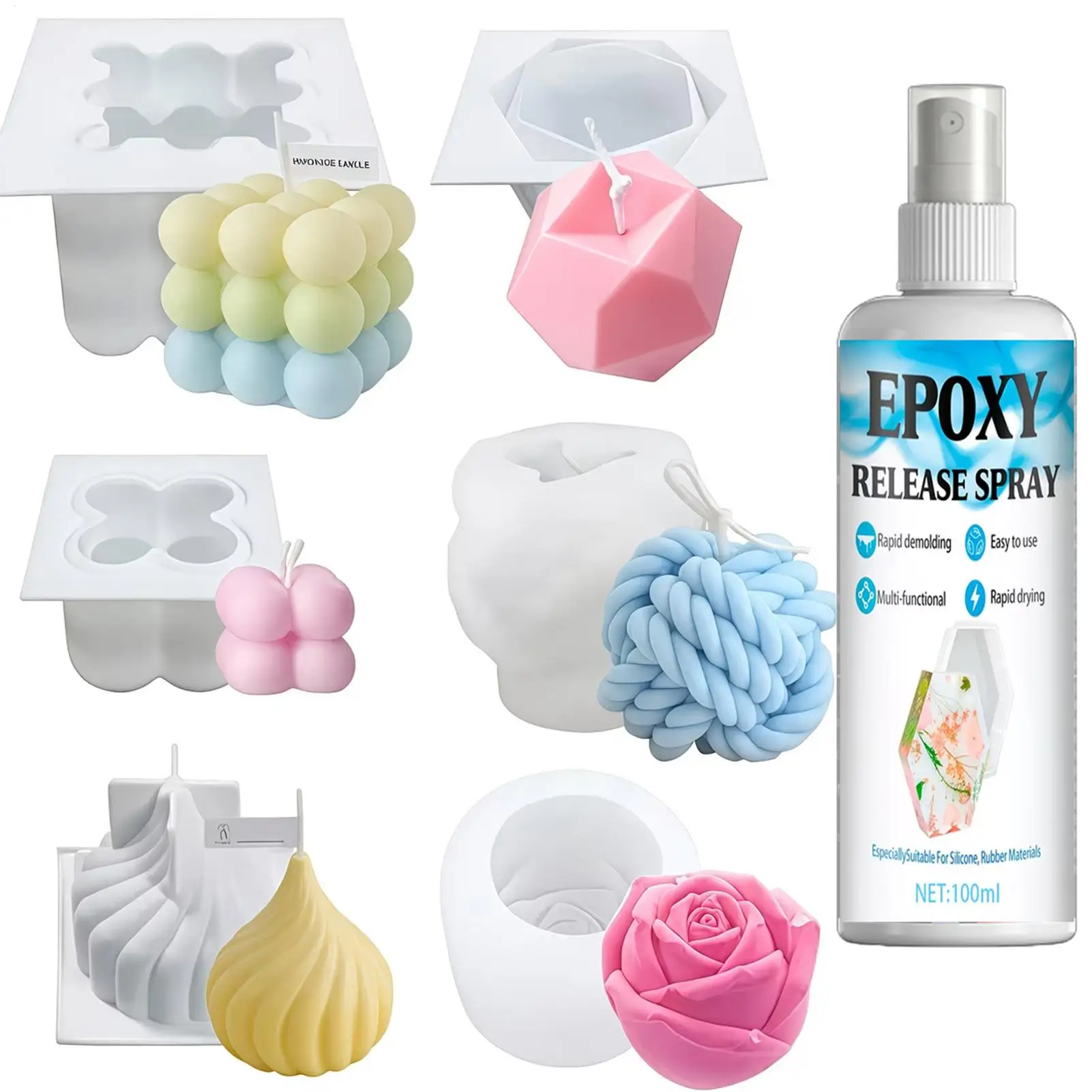 

100ml Resin Mold Release Spray Fast-Drying Smooth Removal Silicone Release Spray Mold Releaser for Crafts Art Projects Casting