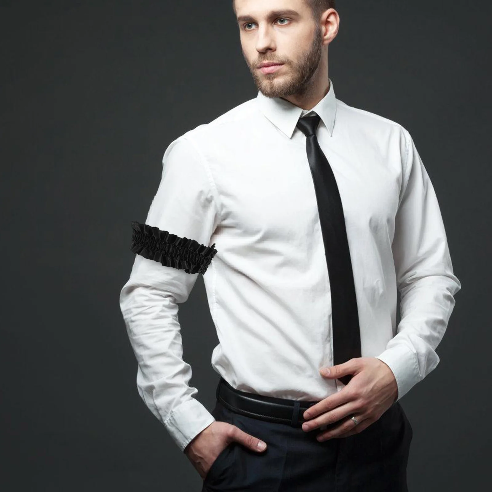 

3Pairs Satin Elastic Sleeve Holders Men Shirt Sleeve Garters Upper Arm Bands Secure Fit Daily Replacement Cuff Bracelet for Men