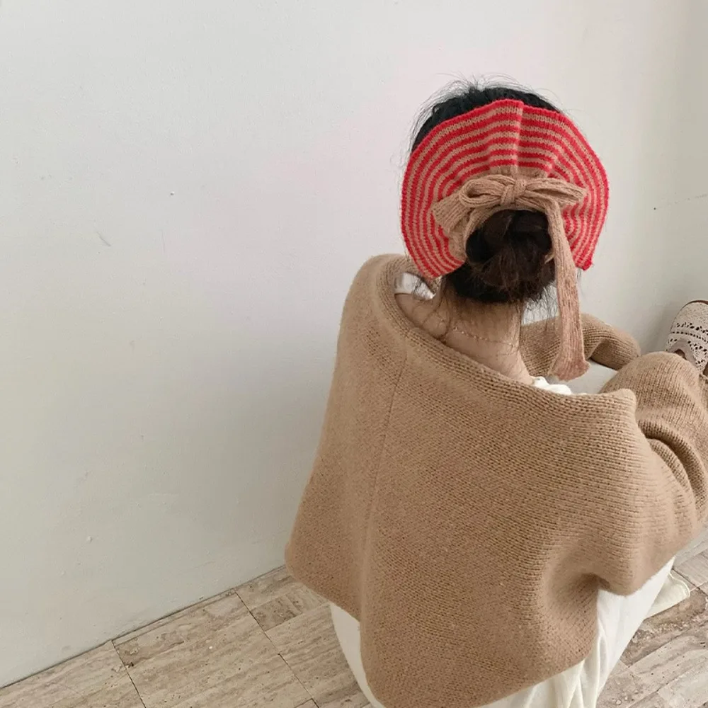 

Large Knitted Stripe Scrunchies Versatile High Elastic Korean Style Hair Rope Red Blue Stripe Colorful Female Hair Tie Summer