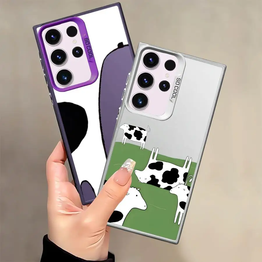Cartoon Cow Phone Cover Case for Samsung Galaxy S25 Note 20 Ultra S23 Ultra S21 S20 Plus S24 FE S23 S22 S25Edge