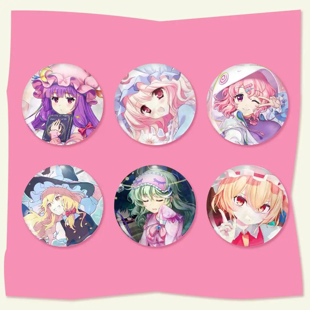Touhou Project Round Snap-in Brooches Rock Band Lapel Pins  Badges Fan Collection Accessories Jewelry Handmade Gifts