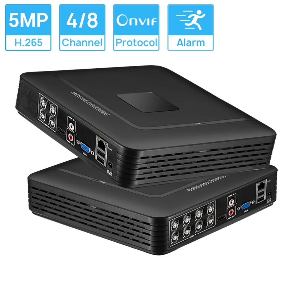 Mini AHD DVR 4CH 8CH H.265 5MP-N 5in1 AHD TVI CVI CVBS IP Camera Hybrid Digital Video Recorder Home Secuirty DVR CCTV System