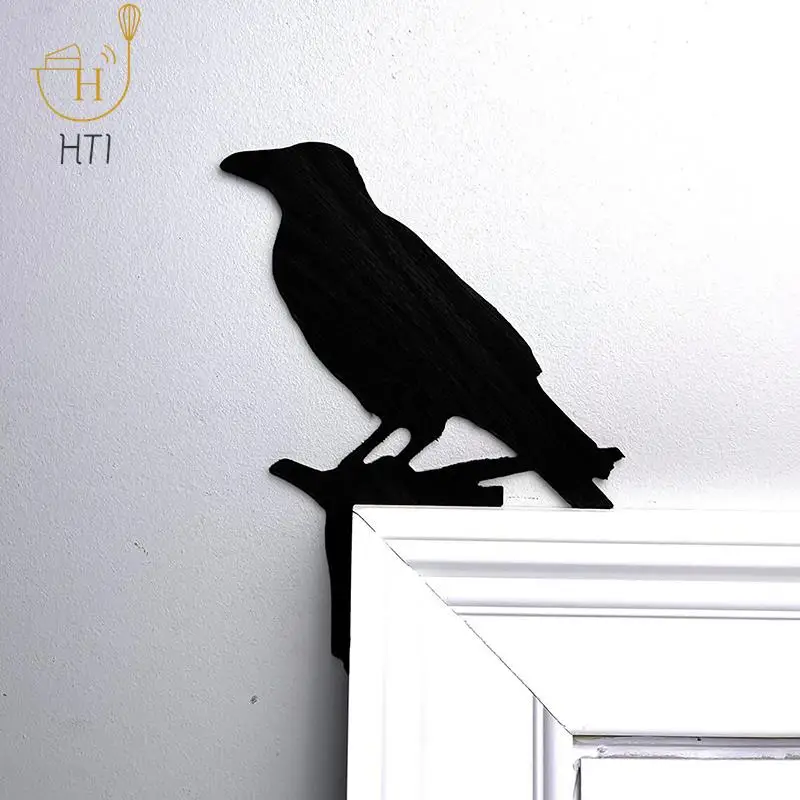 Halloween Wooden Door Frame Door Corner Sign Decoration Black Cat Spider Magic Witch Funny Wall Sticker Holiday Party Decoration