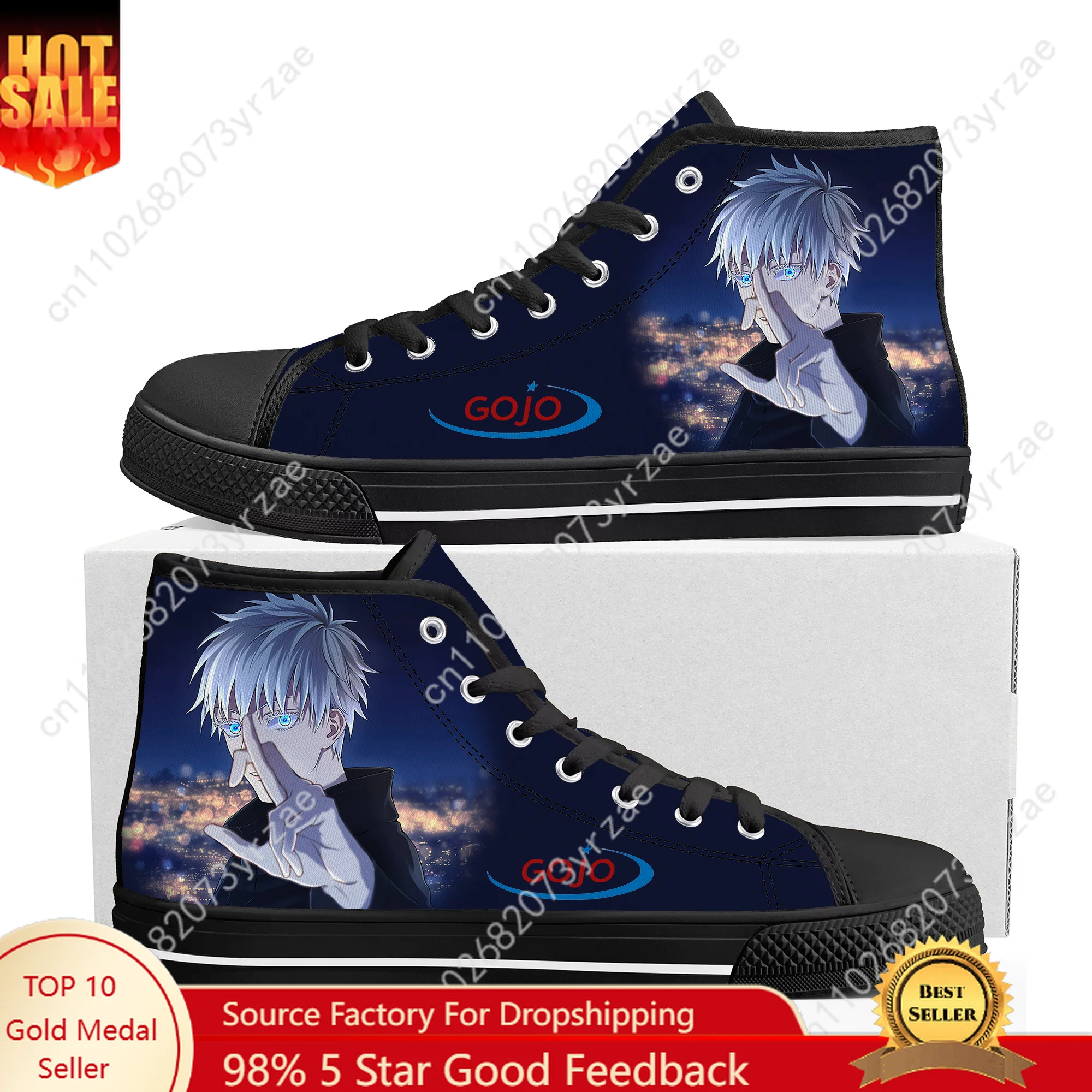 

Satoru Gojo High Top Sneakers Mens Women Teenager High Quality Trend Canvas Sneaker Fashion Built Casual Couple Customize Shoes