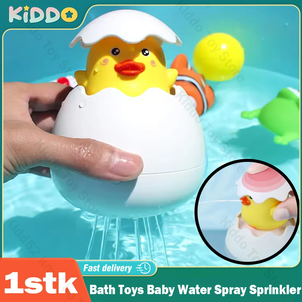 Kids Bath Toys Baby Cute Duck Penguin Egg Water Spray Sprinkler Bathroom Sprinkling Toys Beach Shower Swimming Toys Kids Gift