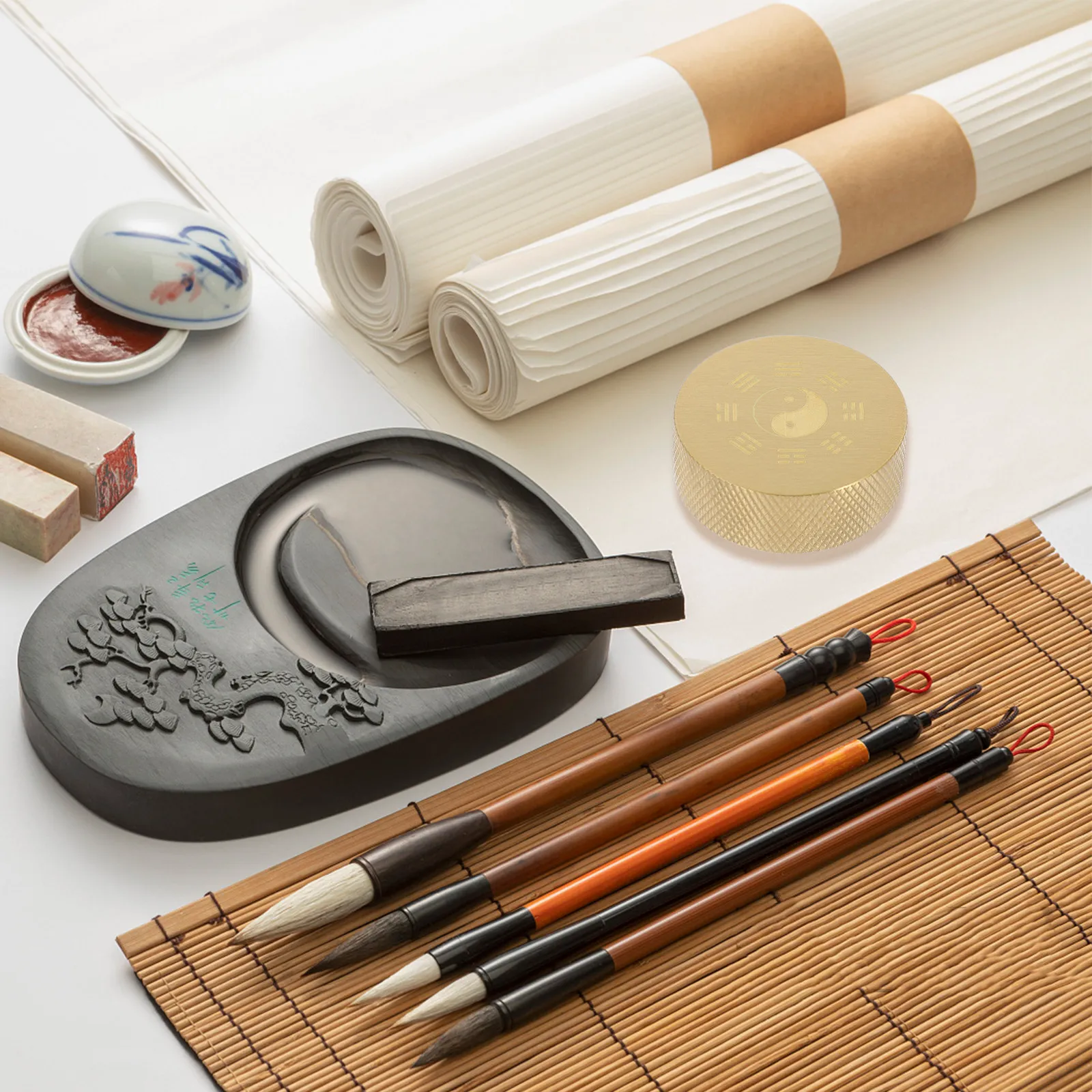 

Медный пресс-папье для каллиграфии, металлический настольный декор для кабинета и офиса, винтажный китайский стиль, гладкие закругленные края