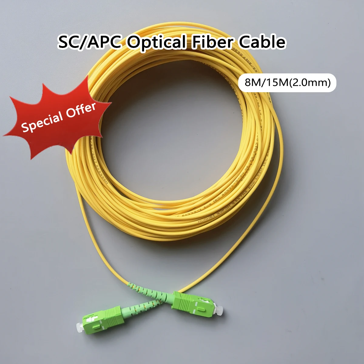 

Fiber Optic Patch Cable FTTH LSZH SC/APC-SC/APC Diameter 2.0mm Single Mode Simplex Core Extension Cord Fiber optics 8M/15M