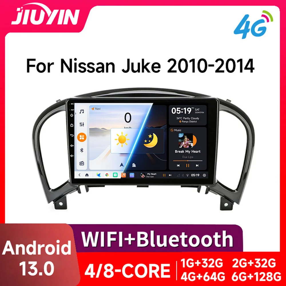 

JIUYIN Car Radio Android Auto Carplay For NISSAN Juke YF15 2010 - 2014 Multimedia Stereo 2din GPS Navigation Head Unit