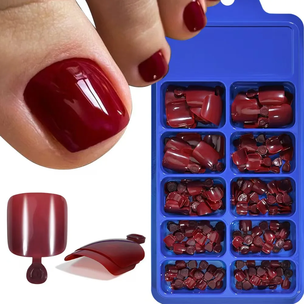 

100pcs Clear False Toes Nails French Square Nature White Full Cover Fake Toe Nails Feet Nail Tips Artificial Press on Toenails