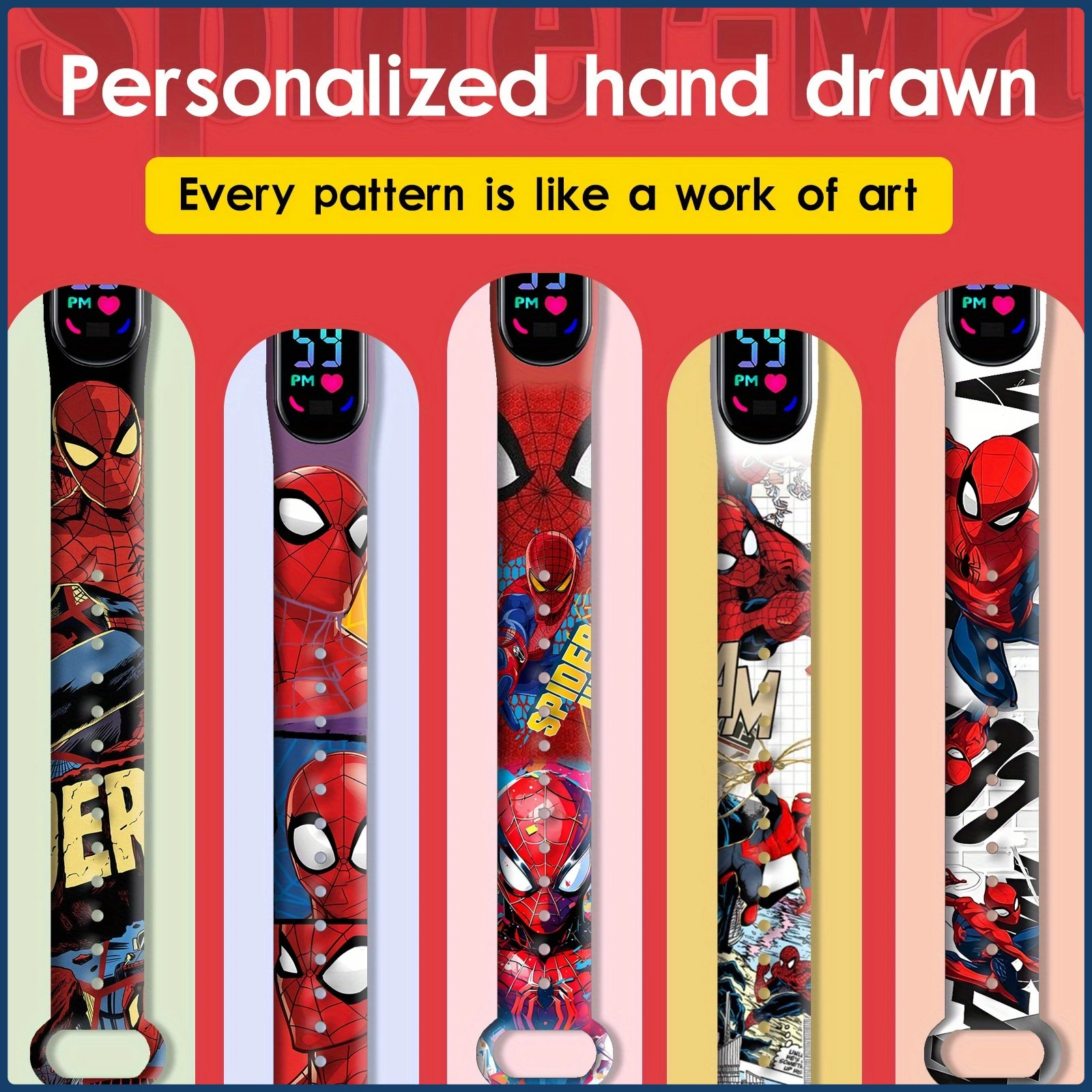 MINISO Spiderman Kid's Watches Men Sport Wristband Bracelet Waterproof Children Digital Watch Boys LED Clock Gift