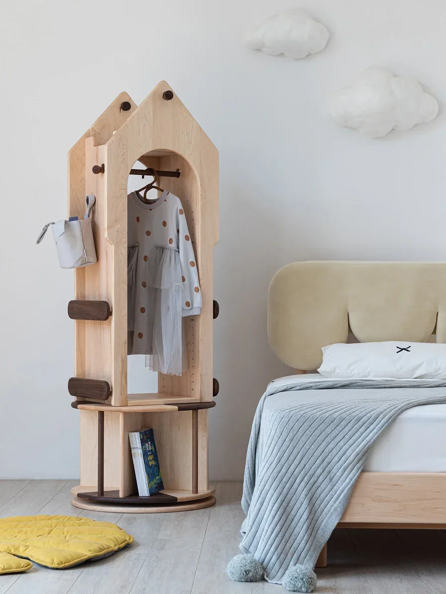 ชั้นวางหนังสือหมุนได้ทรงหอคอยเวทมนตร์ ทำจากไม้แท้ทั้งหมด ชั้นวางหนังสือภาพหมุนได้ 360 องศา