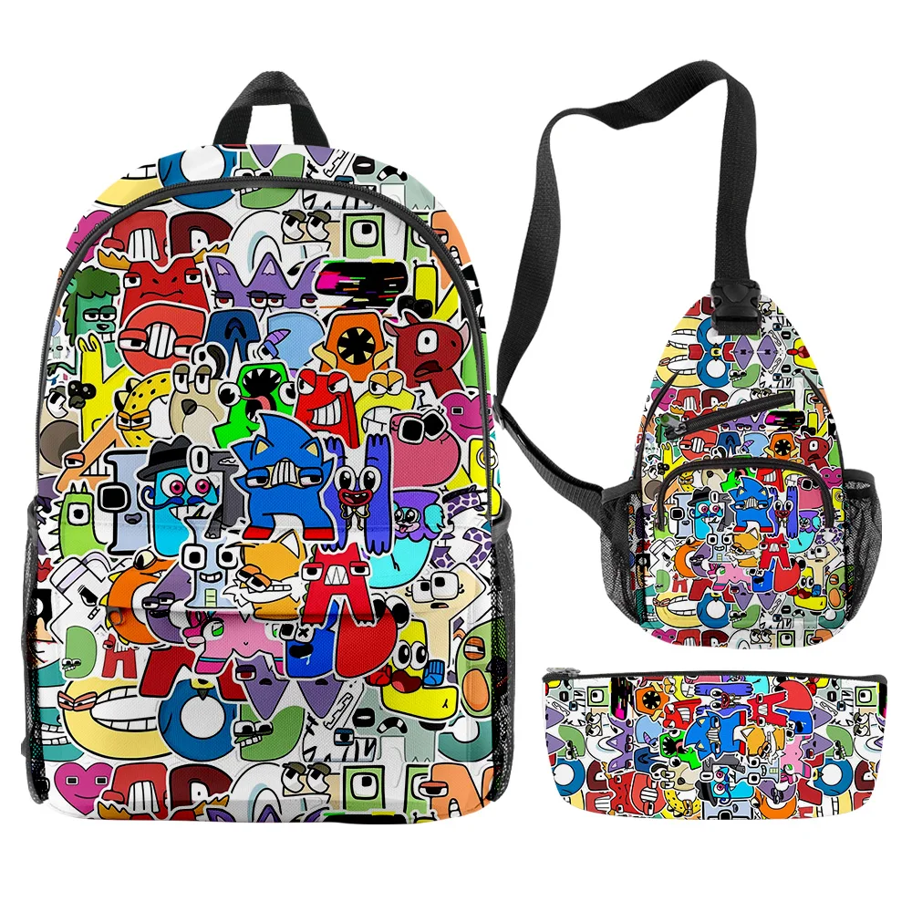 

Hip Hop Popular Funny Alphabet Lore 3D Print 3pcs/Set pupil School Bags Travel Laptop Backpack Chest Bag Pencil Case