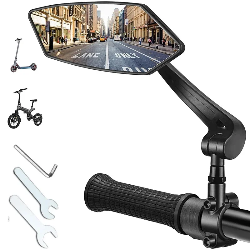 

Bike Rear View Mirror: Adjustable Rotatable Handlebar Mirror for Cycling/Electric Scooter
