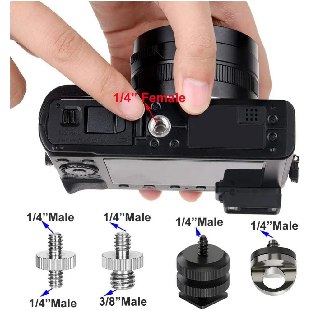 Camera Male to Female Conversion Screw 1/4‘’3/8‘’ Inch 20-Thread Fixed Mount Converter for DSLR Light Stand Tripod Ballhead