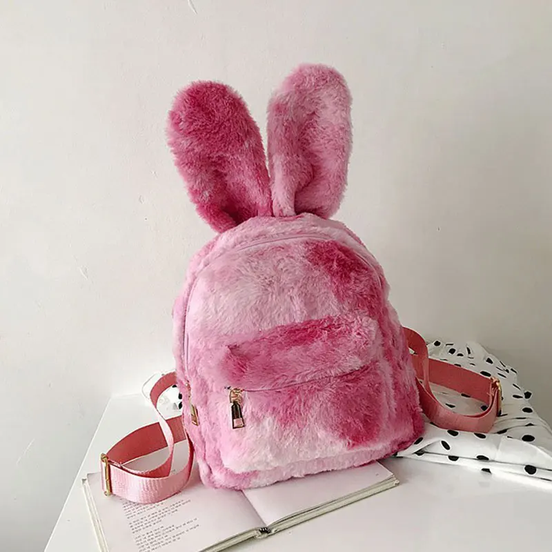 Cute Rabbit Girl School Backpack Female Small Kawaii Shoulder Back Pack Bag Mochila Women Bagpack Soft Plush Cartoon School Bag