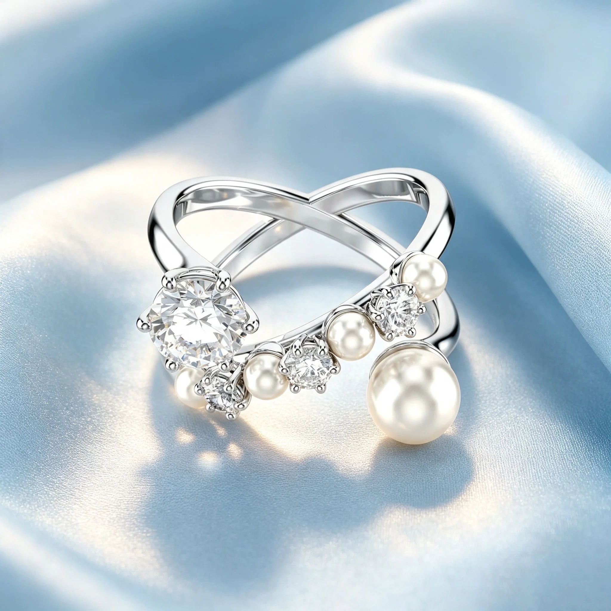 Women's Multilayer Stackable Open CZ Butterfly Floral Ring