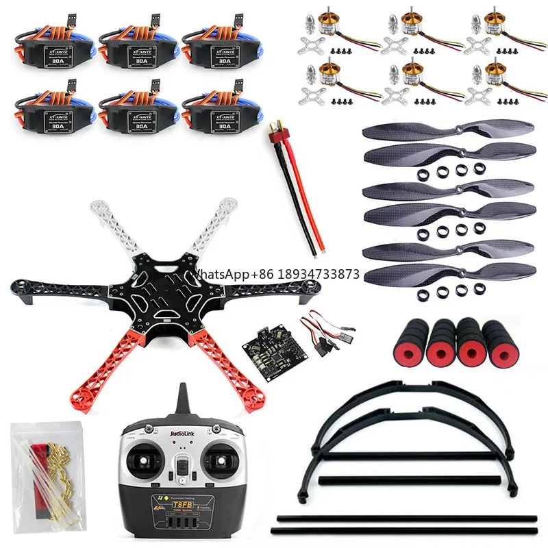 1000KV Brushless Motor 30A ESC KK F550 Six-axis UAV Aircraft Kit T8F8 Flight Controller with R8EF Receiver for DIY Aircraft