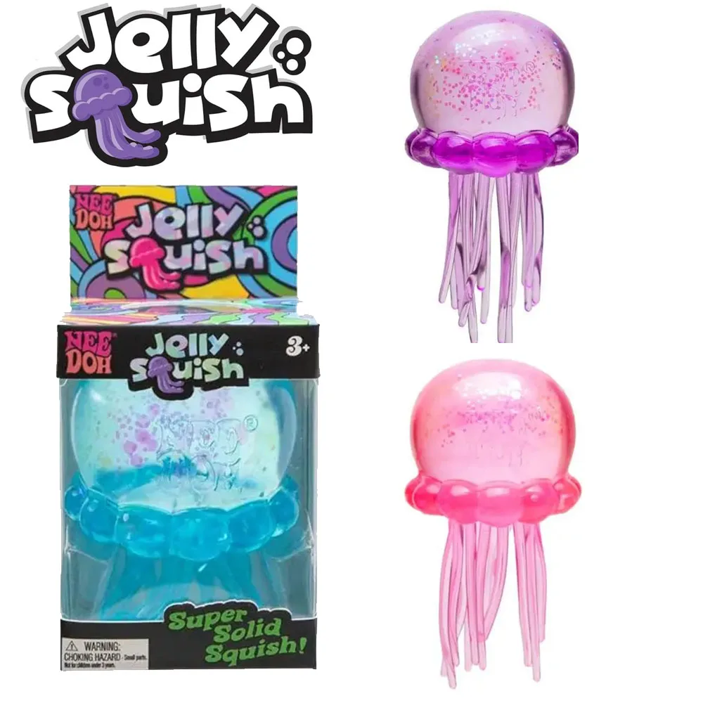 

Transparent Glitter Jellyfish Squishy Toy Super Soft TPR Squeeze Stress Ball Sensory Fidget Toy for Anxiety Relief