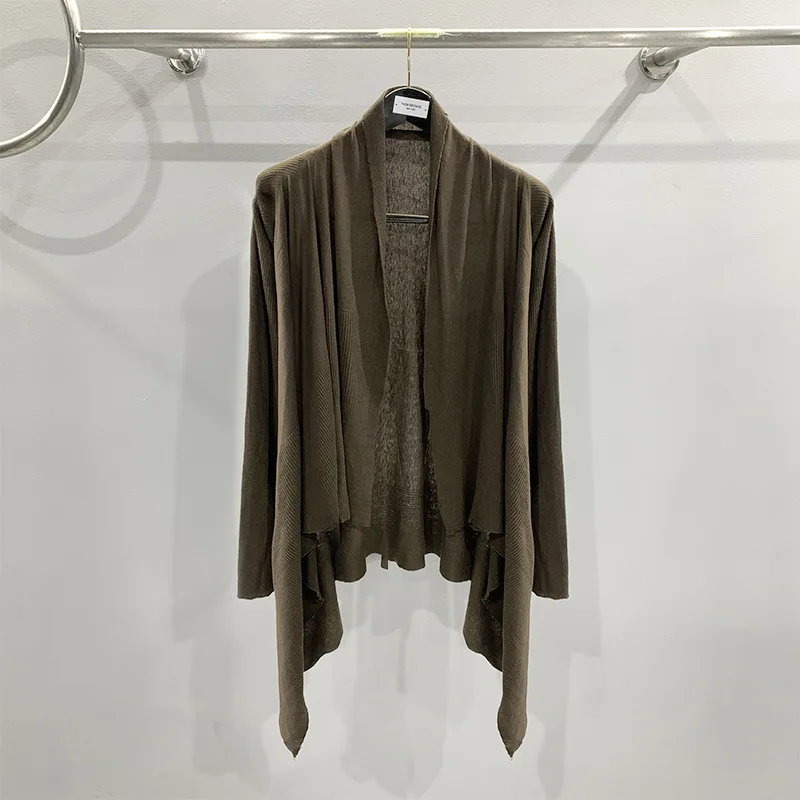 HKSH Thin Sweater Cardigan For Women Autumn New Solid Color Knitted Shawl Long Sleeve Elegant Tide Chic High Street Coat HK10737