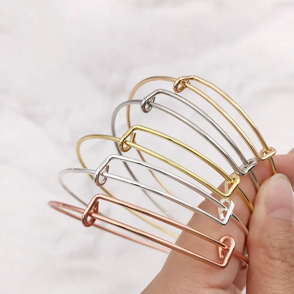 

20pcs Alloy Bangle Bracelets Expandable Adjustable Wire DIY Blank Bangles Iron Metal Jewelry Making Kit 5Colors Each