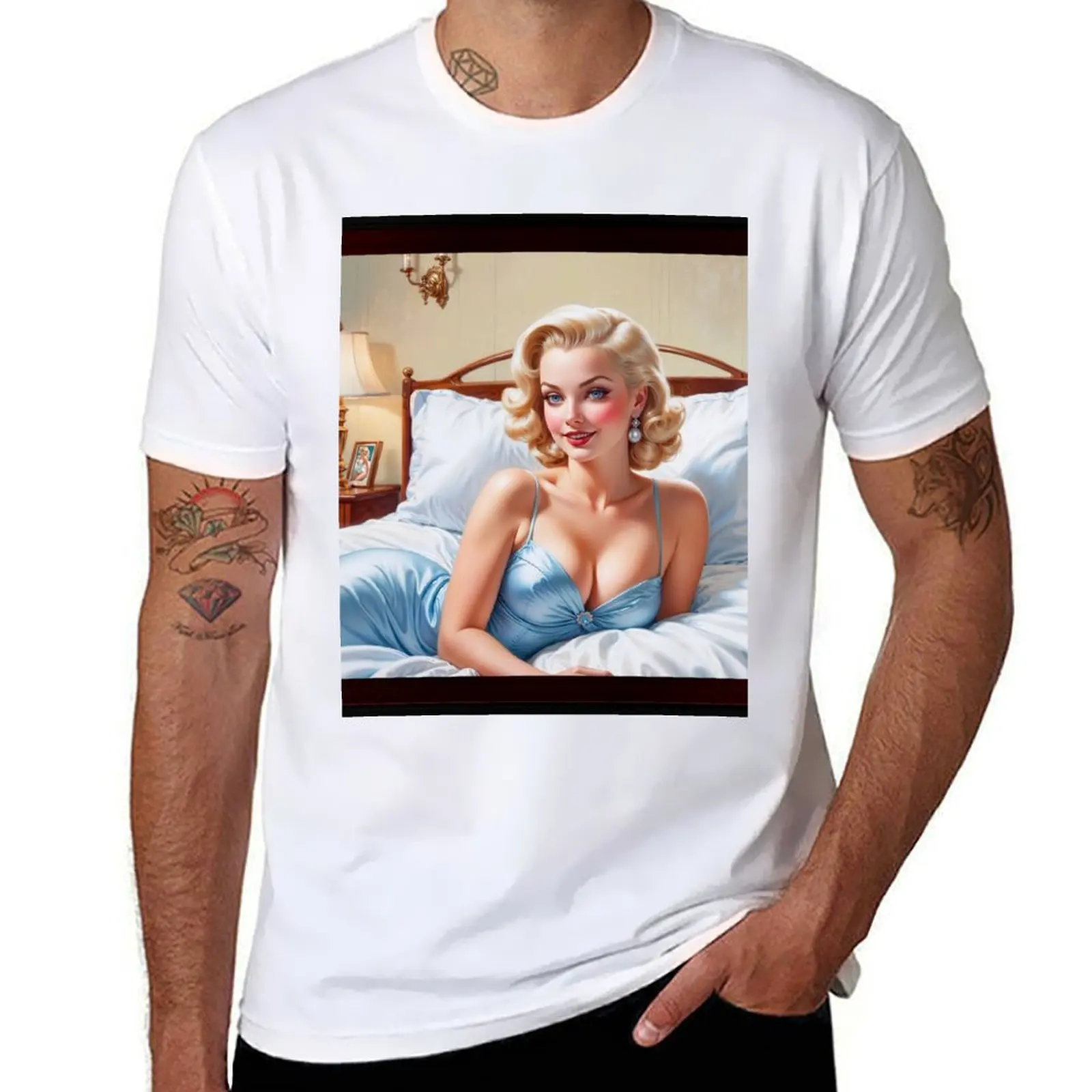 

The Bed Is Just Fine Astonishing AI Concept Art by Xzendor7 T-Shirt man t shirt heavy cotton men t shirt cotton 100% T-Shirt