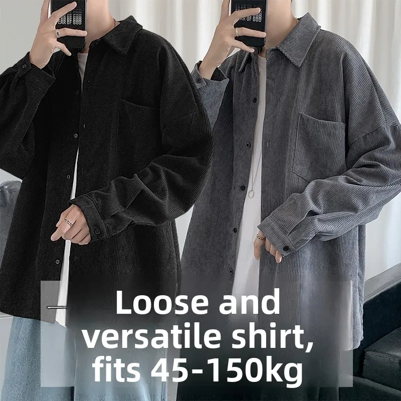 

Мужская повседневная удлиненная вельветовая куртка свободного кроя, молодежная, универсальная, больших размеров, из полиэстера, осенняя, модная, с квадратным воротником