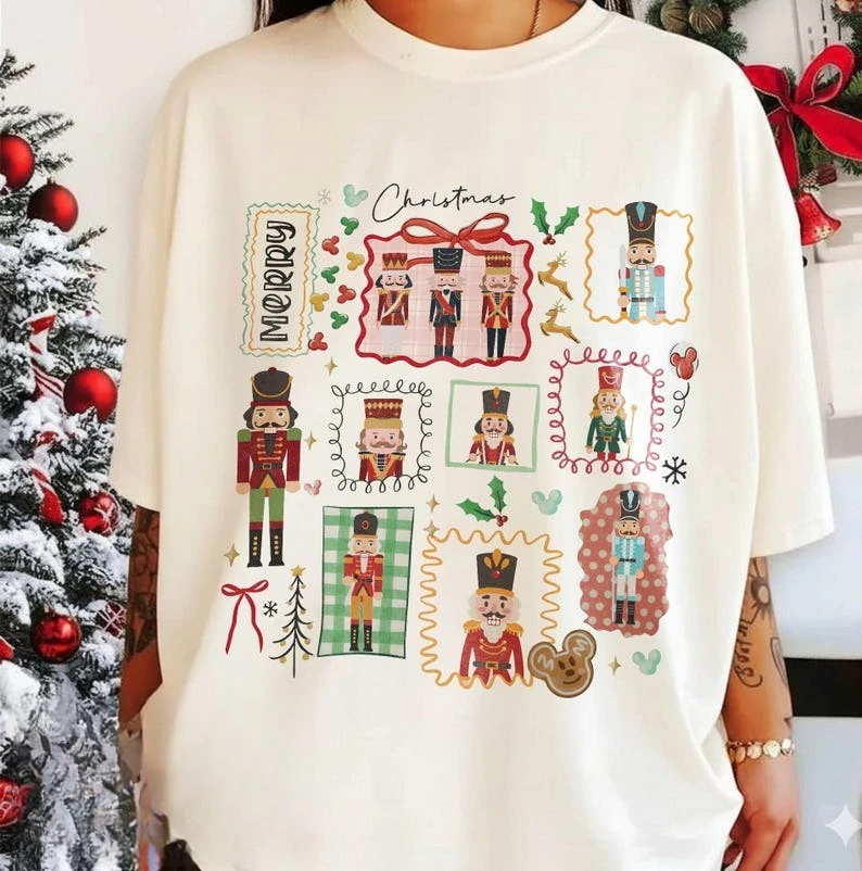 Coquette Christmas Nutcracker Shirt High Quality Cotton Lovely Fashion Hipster Girl Commuter Graphic Tshirts Women Men T-shirts
