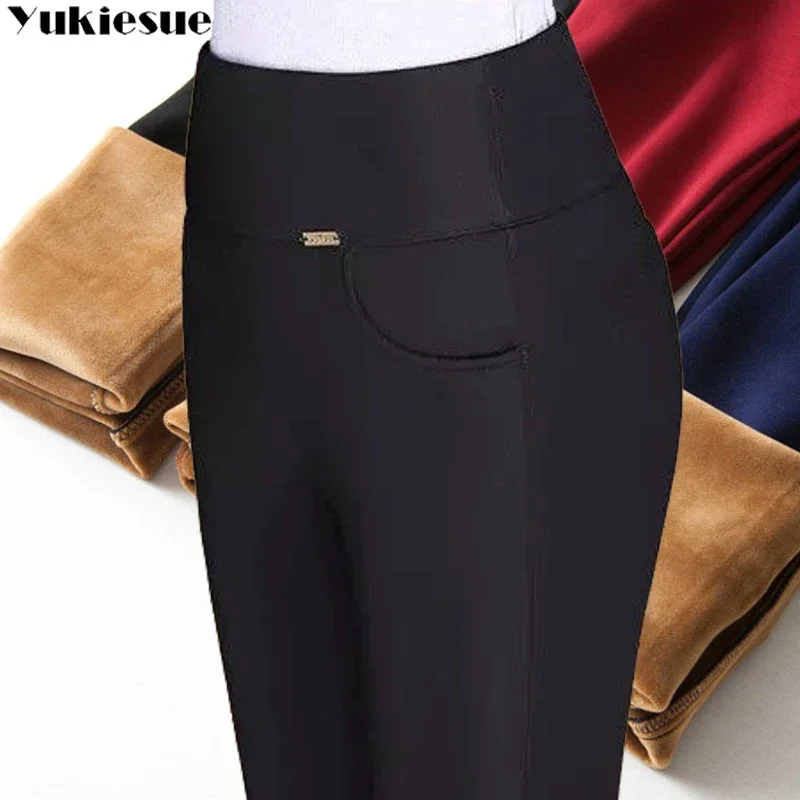 

New Atumn Winter Women's pencil Pants clothes 5XL 6XL Add Velet Mom Pants Elastic High Waist Casual Women Trousers leggings