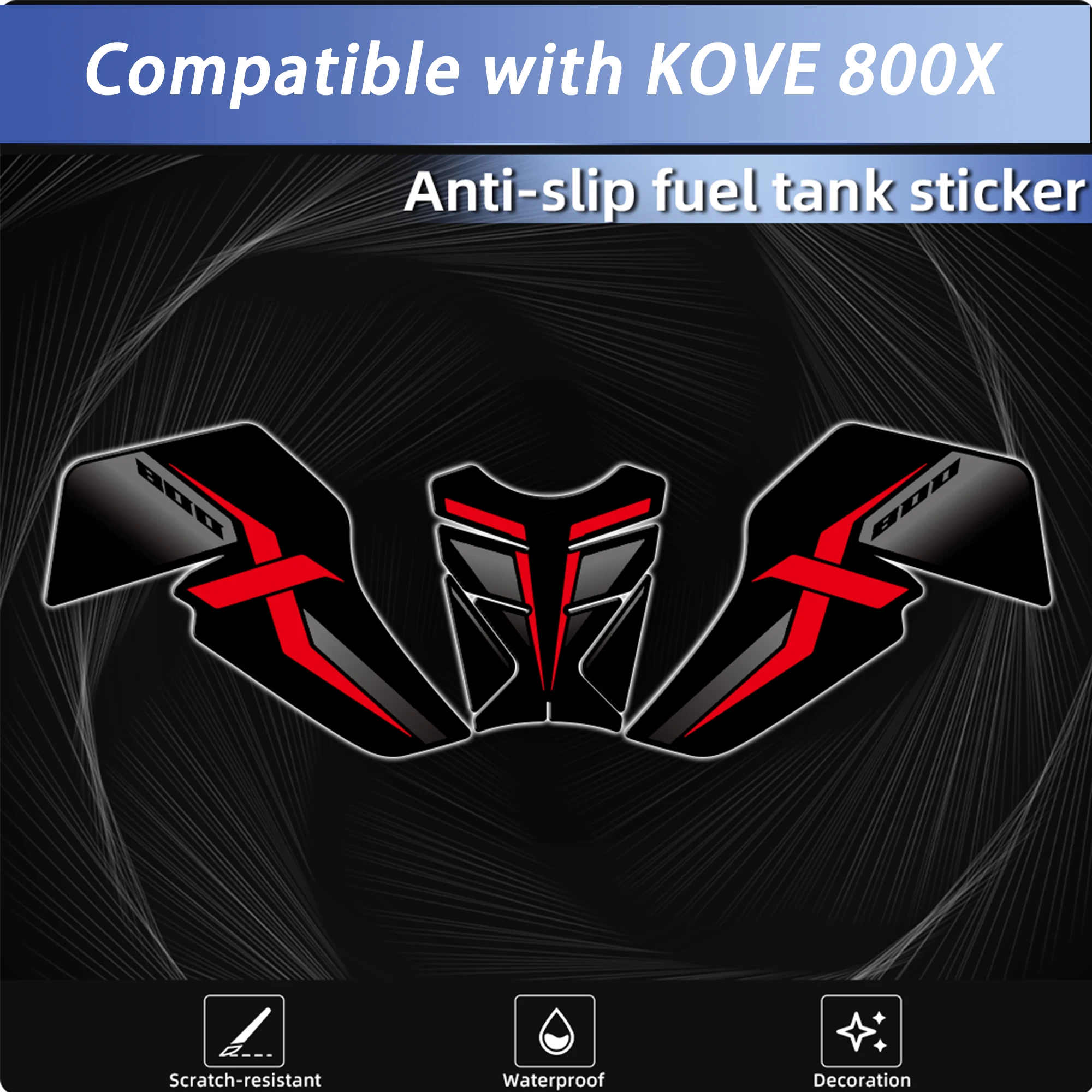 Compatible with KOVE 800X Motorcycle Anti-slip Tank Pad Sticker Fuel Tank Protective Decal Modification Accessories