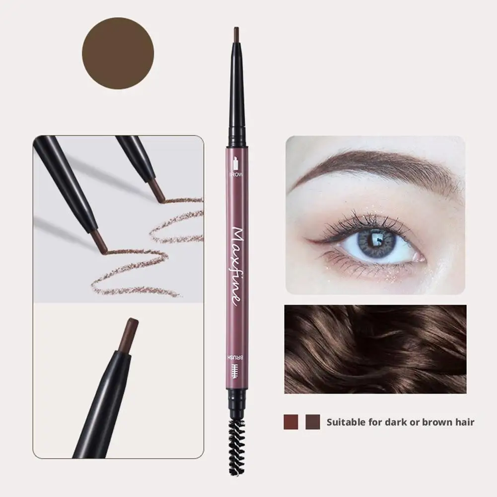Lápis de sobrancelha de ponta dupla, 3 cores, natural, não desbota, enchimento de sobrancelha e contorno de longa duração, à prova d'água r9w0