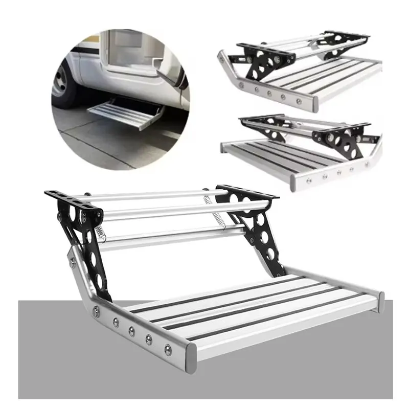 

Hot Selling RV Camper Step Aluminum Alloy Folding Manual Single Drop Down Steps Load Capacity 150KG