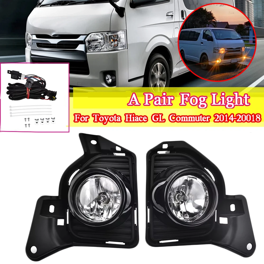 2PCS Car Fog Light Front Bumper Turn Signal Lamp Assembly With Switch Harness Wiring Kits For Toyota Hiace GL Commuter 2014-2018
