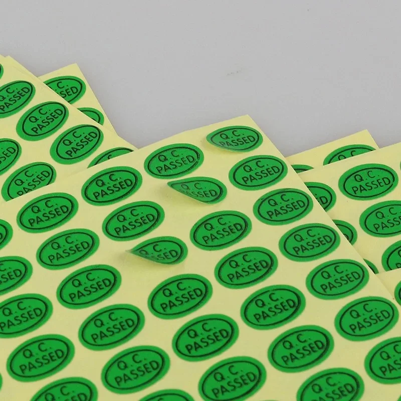 2700pcs/pack Oval QC PASSED Stickers Label Small Paper qc passed item inspection labels Gold/Green/White/Clear PVC