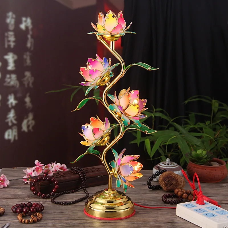 Lotus Lamp, Buddhist Lamp, S-shaped, Height 61cm, for Temple and Home Use