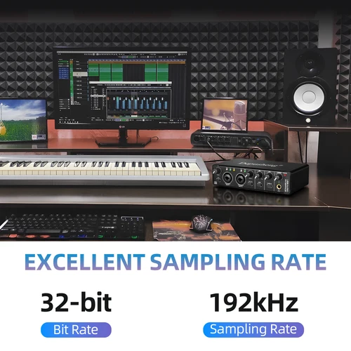 Imagen 2 del producto Interfaz de Audio Depusheng MD22, tarjeta de sonido profesional con monitoreo, guitarra eléctrica, grabación en vivo para estudio, canto, Micro