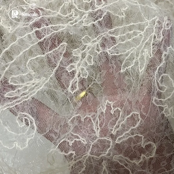 Netz-Samt-Stickerei-Spitzenstoff für Kleider, Vorhänge, Haushaltswaren, DIY-Nähstoff – Detail 3
