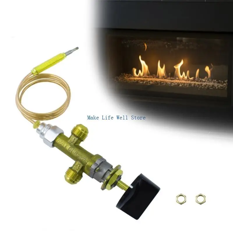brass Constructed Flame Out Control Valves Completes With Thermocouple And Manual Knob Suitable for Fireplaces & Pits
