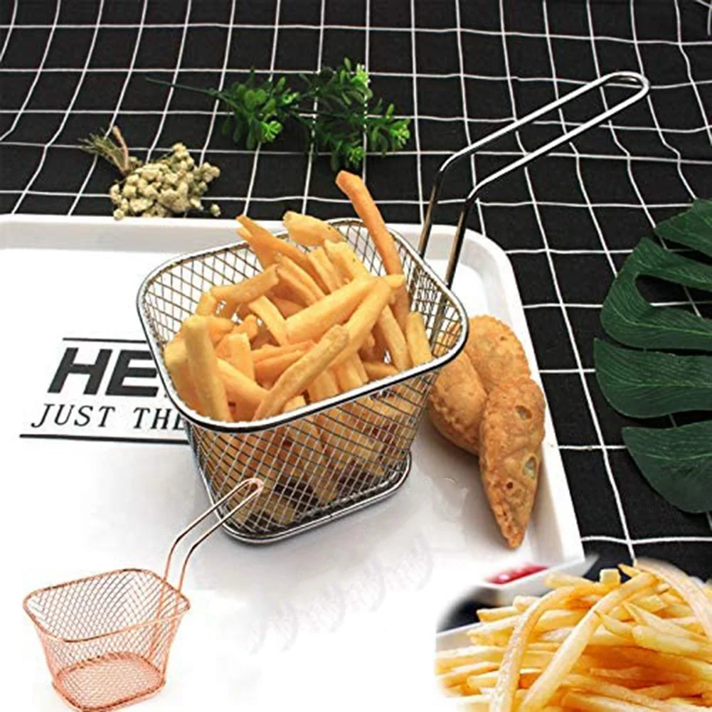 [A93Z!】 Mini Fry Baskets, Mesh Wire French Fries Chip Basket Net, Food Presentation Baskets French Fry Holder For Kitchen