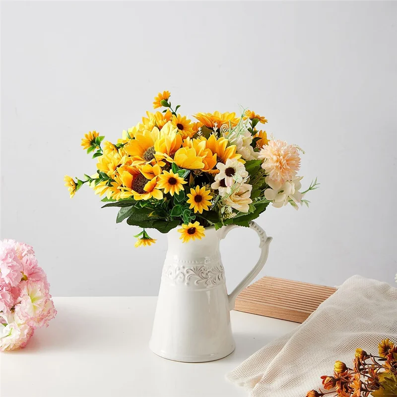AT02-Pitcher Vase Farmhouse Vase Pitcher Vases For Flowers Flower Vase Pitcher White Pitcher Vases For Flowers