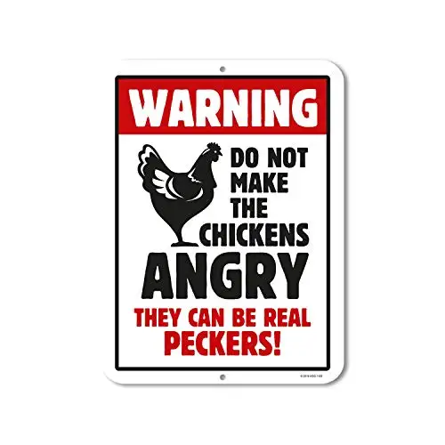 Honey Dew Gifts Chicken Decor, Warning Do Not Make The Chickens Angry,  Metal Aluminum Novelty Tin Sign Decor