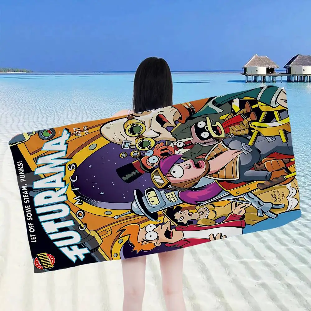الكرتون F-Futuramaes كبير ستوكات مناشف الشاطئ منشفة سريعة الجافة الرمال مناشف الشاطئ بركة منشفة للسفر حمام سباحة اليوغا #3