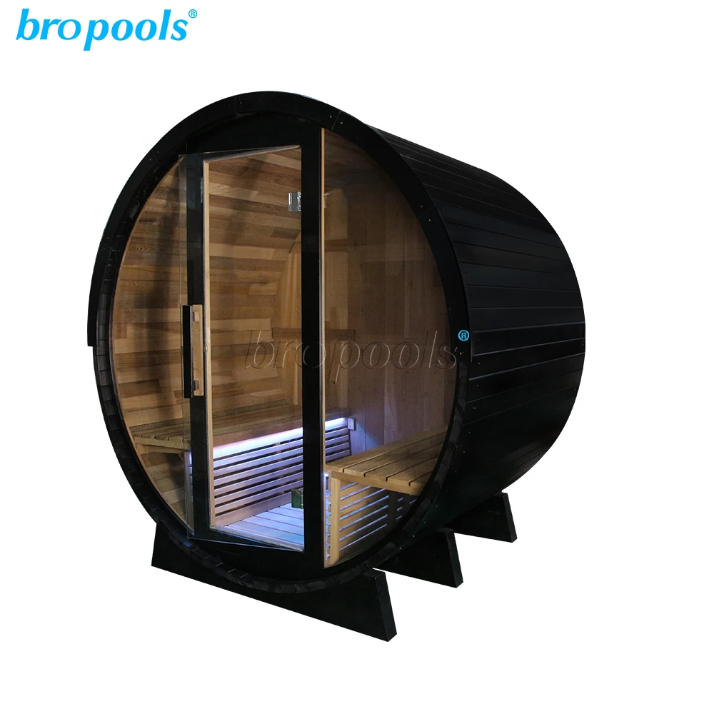 Modern Design Outdoor Barrel Hemlock 4-Person Electric Stove Heater Dry Steam Sauna Room With LED Smart Control Spa Relaxation