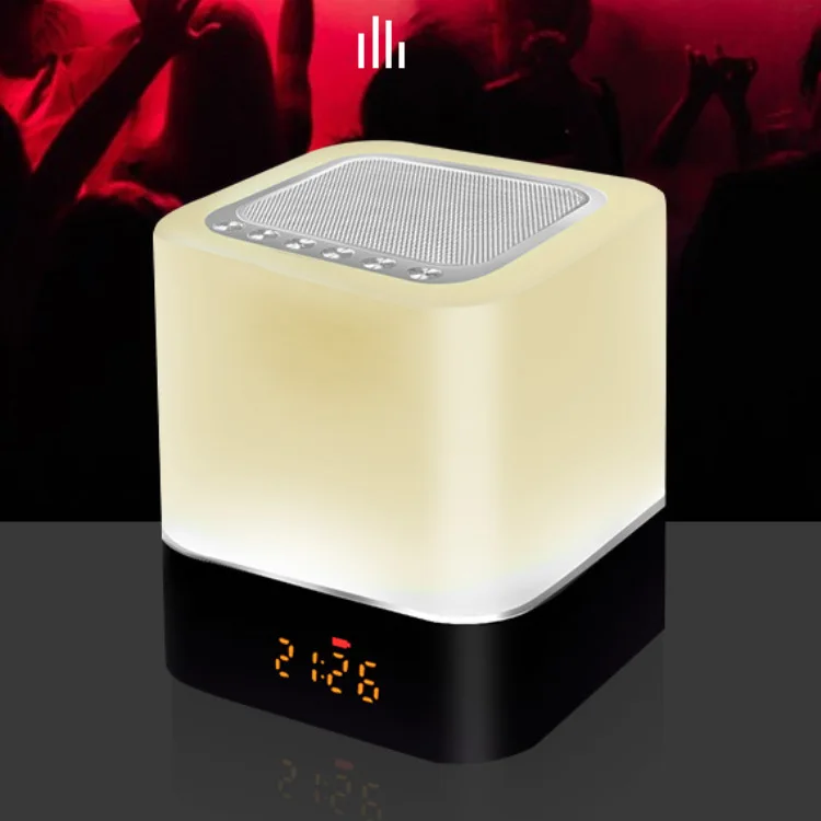 

Night Lights Led Bluetooth Speaker Alarm Clock Bluetooth Touch Sensor Bedside Lamp Dimmable Multi-Color Changing Bedside Lamp