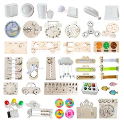 Bebek Meşgul Kurulu Aksesuarları DIY Çocuklar için Duyusal Aktivite Montessori Ahşap Oyuncaklar Parçaları Saat Zamanlayıcı Çocuk Eğitici Oyunlar