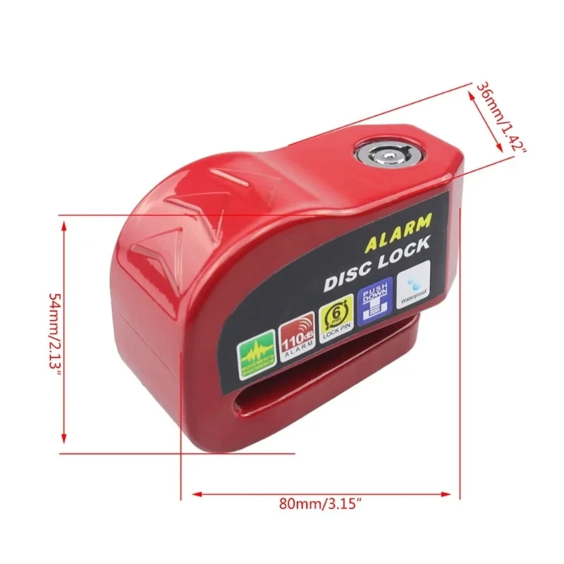 دراجة نارية ملحق إنذار حماية السلامة قفل القرص الألومنيوم مكافحة سرقة تذكير حبل قفل دراجة نارية دراجة قفل #3