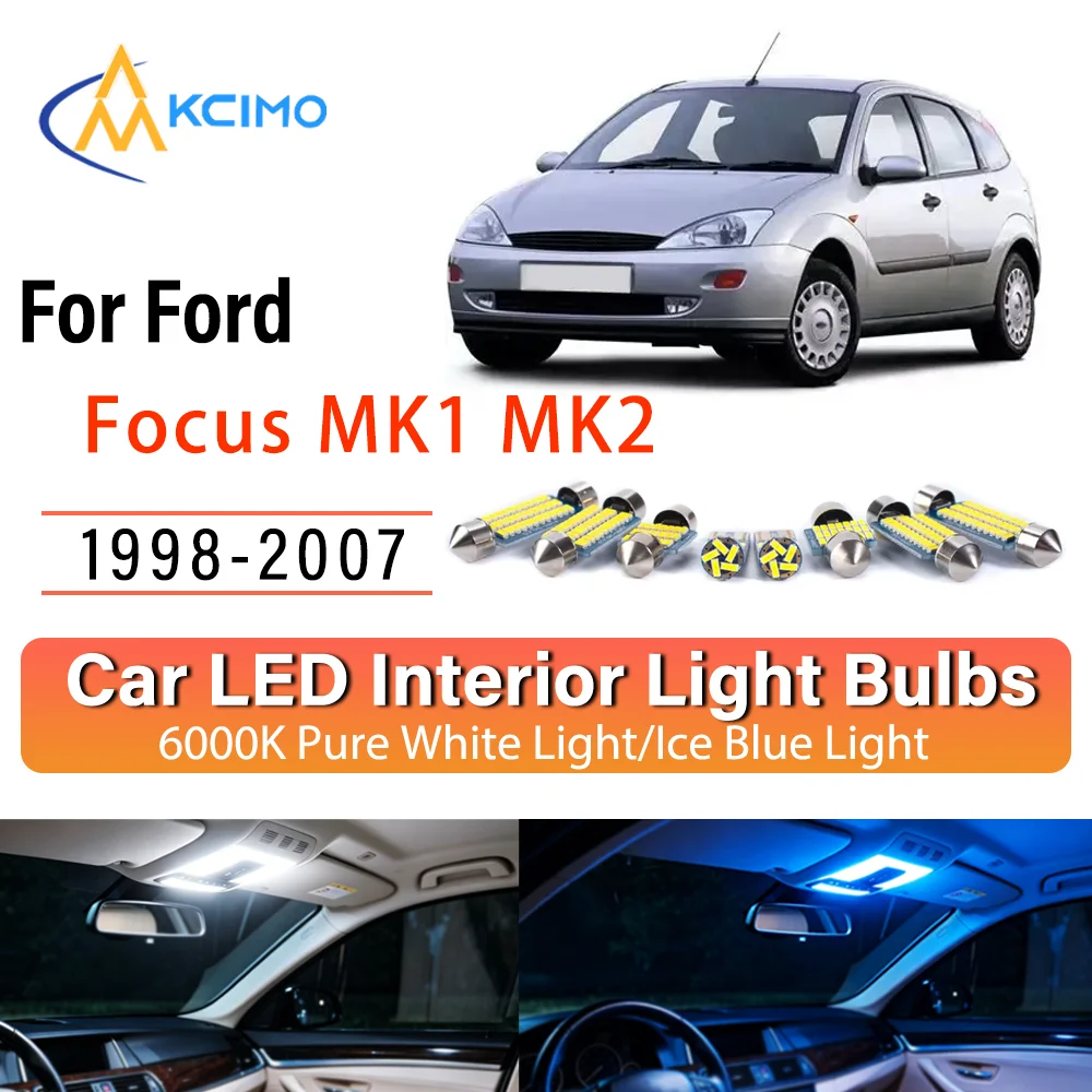 For Ford Focus MK1 MK2 1998-2007 Wire-Free Illuminating LED Car Interior Bulb Refit Pack Direct Fit Overhead Reading Cargo