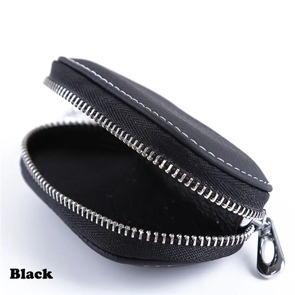 Ochronny portfelik na monety, solidne etui na klucze z zamkiem błyskawicznym, skórzane etui na klucze samochodowe.