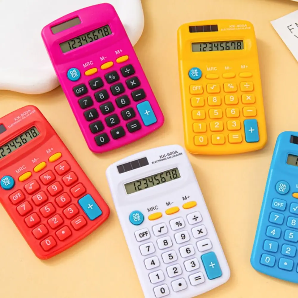 Portable 8-Digit Mini Pocket Calculator Large LED Display Silent Standard Function Calculator Candy Color Math Calculator Gift