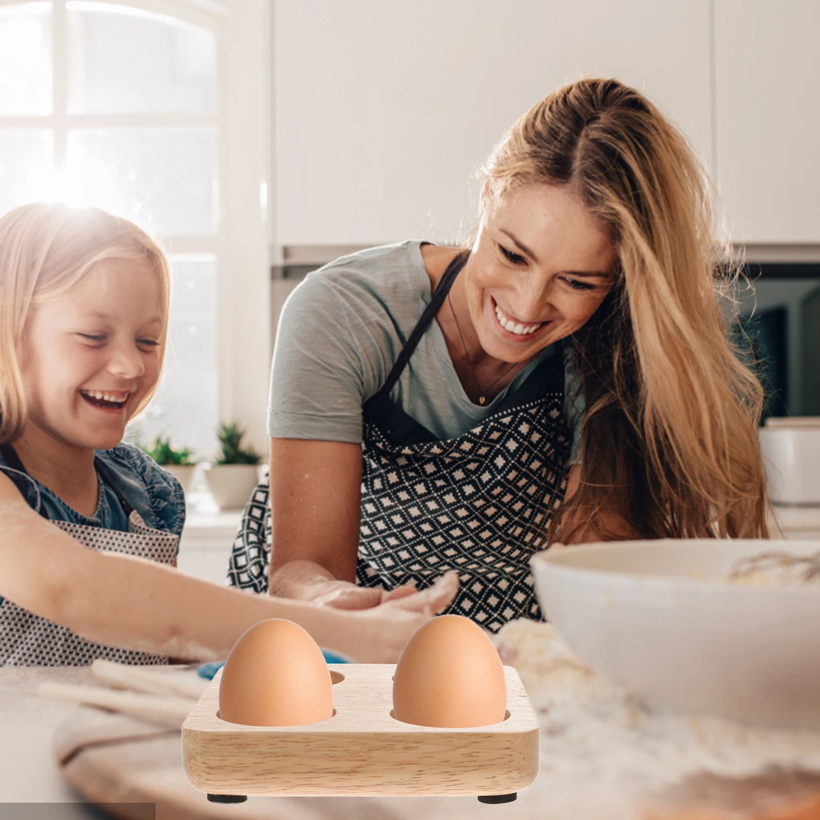 

Wooden Tray 4 Holes Storage Base For Kitchen Countertop Organizer Wooden Egg Container Egg Holder Storage Basket