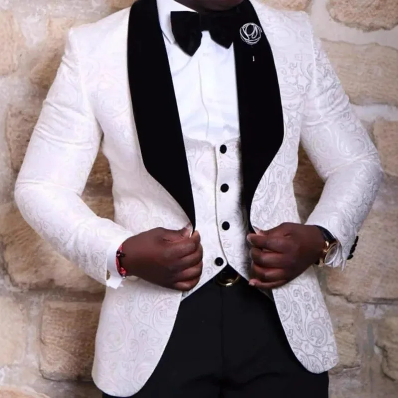 WVGA Men's Suits Spring Autumn Stylish Patterned Trendy Vest Blazer Niche Chic Casual Straight Pants Three-Piece Sets Ins W22285